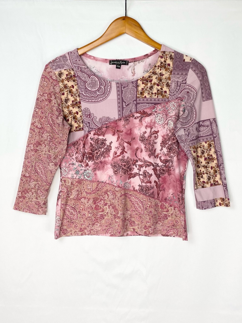Vintage Y2k Jessica Max Petite Pink Floral Fairy Top Size Medium Made in USA
